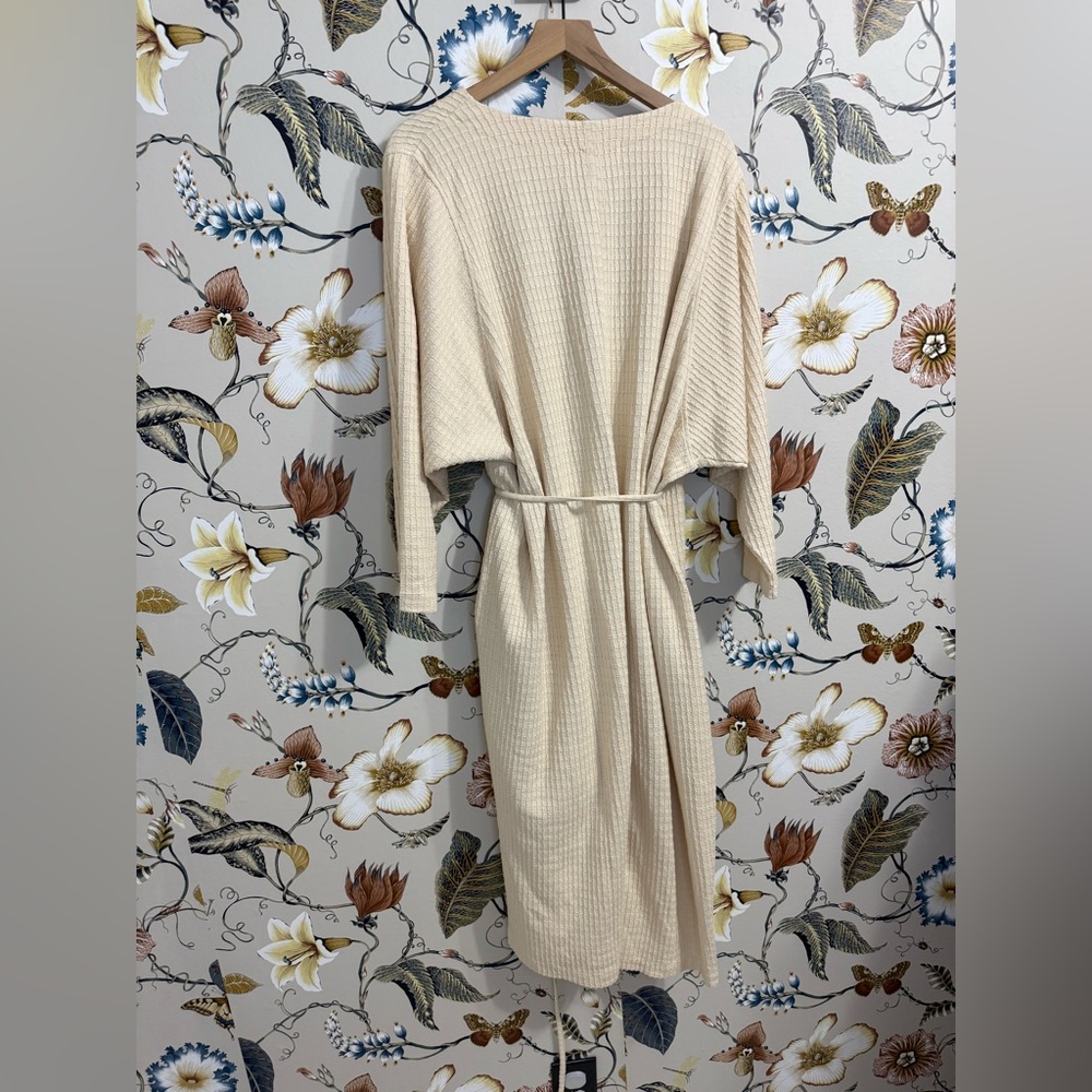 Mara Hoffman Tiffany Wrap Dress - Cream Ivory Waffle Texture Midi Dress sz 2X - Picture 5 of 7